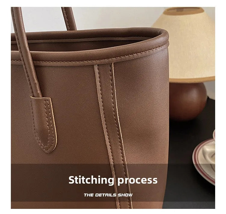 Solid Color PU Leather Women's Handbag, Versatile Korean Single Shoulder Underarm Bag, Temperament Tote Bag for Women Daily Use