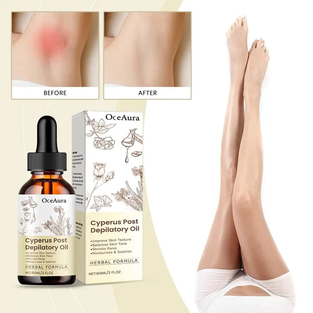 Natural Cyperus Rotundus Essential Oil 60ml for Hair Removal Moisturizing Soothing Skin Reducing Body Hair Painless After