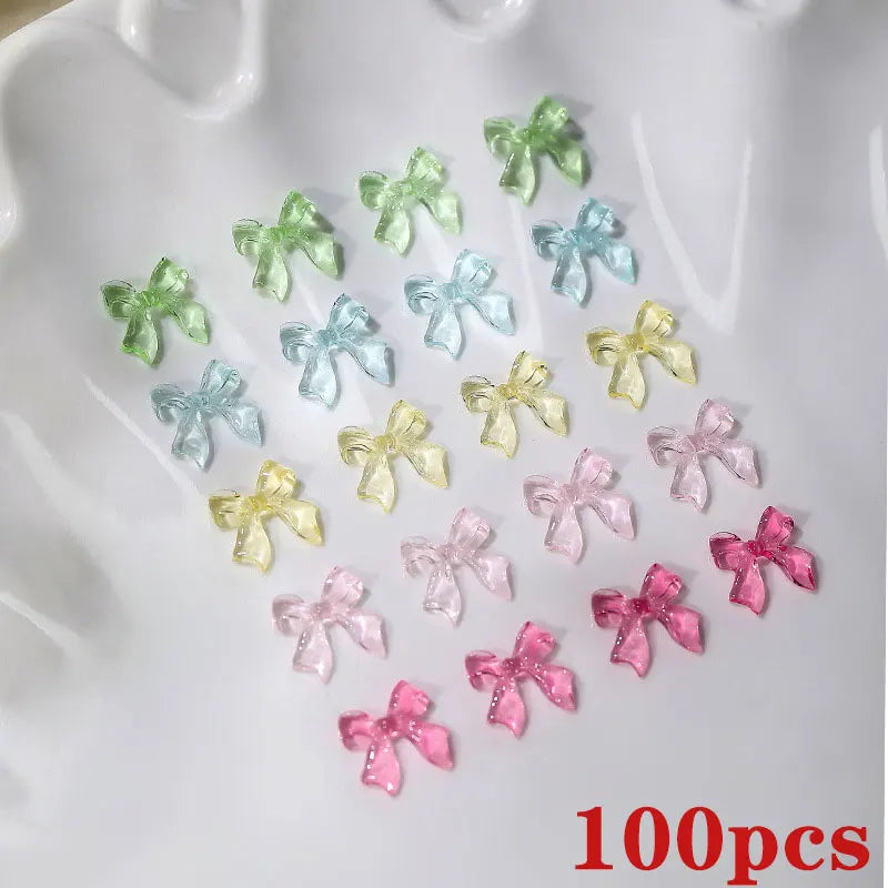 50pcs Leopard Print Bow Nail Art Decorations 10mm 3D Resin Leopard Ribbon Nail Charms Leopard Designs Acrylic Nail Art Supplies