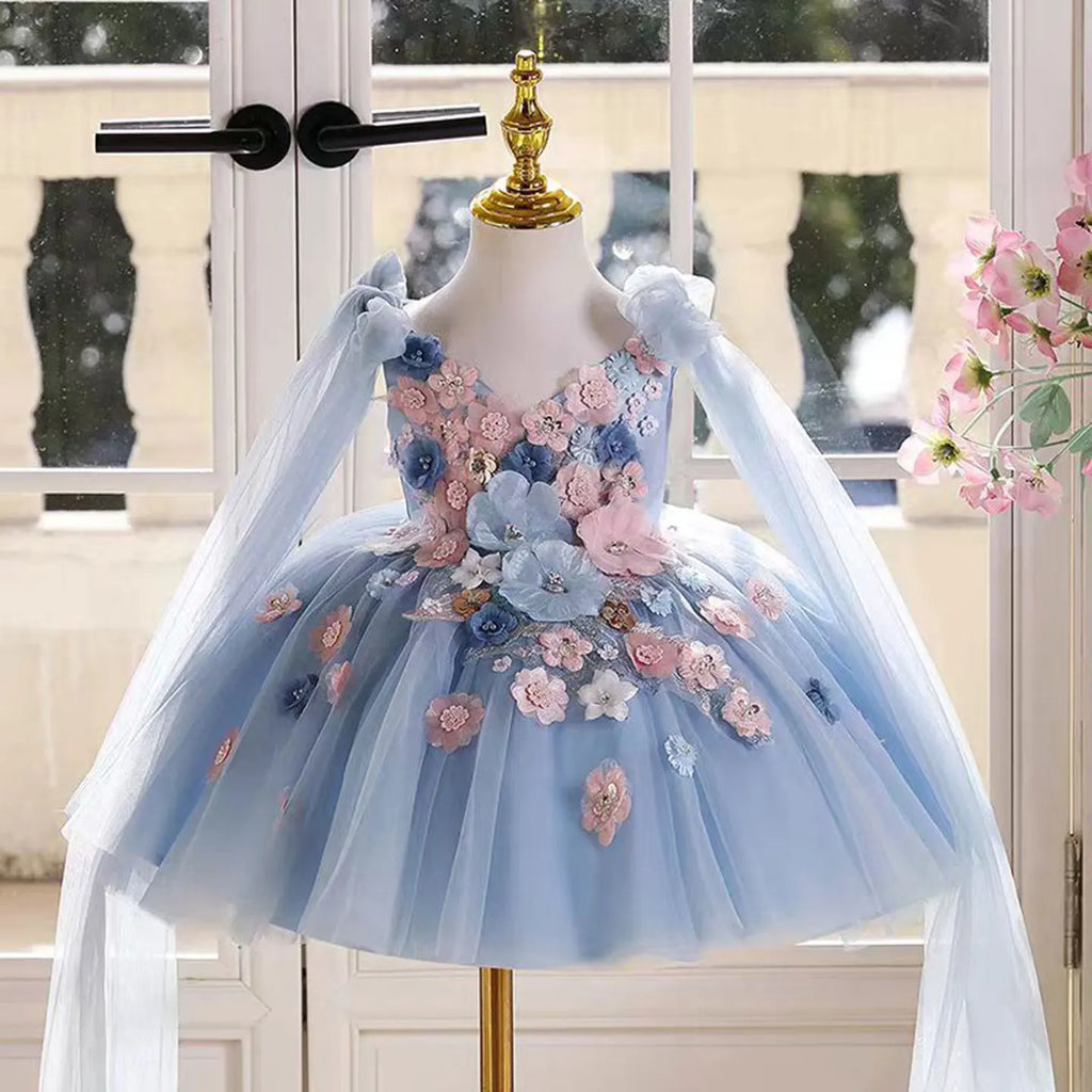 Dreamy Vow D011 Adorable O-Neck Pearl Embellishment Tulle Pink Flower Girl Dress Wedding Holiday Evening Party Knee-Length Prom