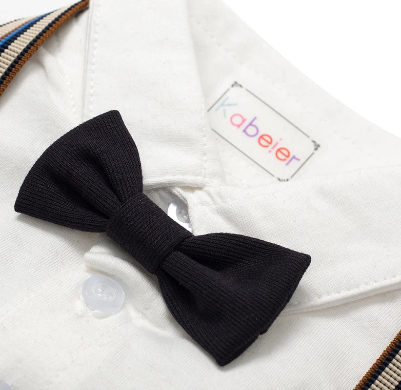 Baby Boys Gentleman Suit Formal 1st Birthday Newborn Outfit One-piece Jumpsuit+Vest+Bowtie+Suspender Toddler Clothes 1 2 3 years