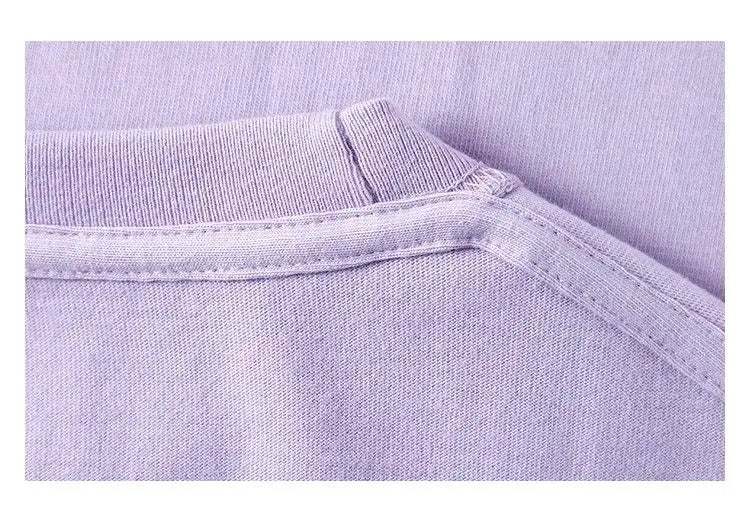 Men's and Women's T-shirts 300G Heavy Gray-purple Round Neck Short-sleeved T-shirts Women's Basic Pure Cotton Simple