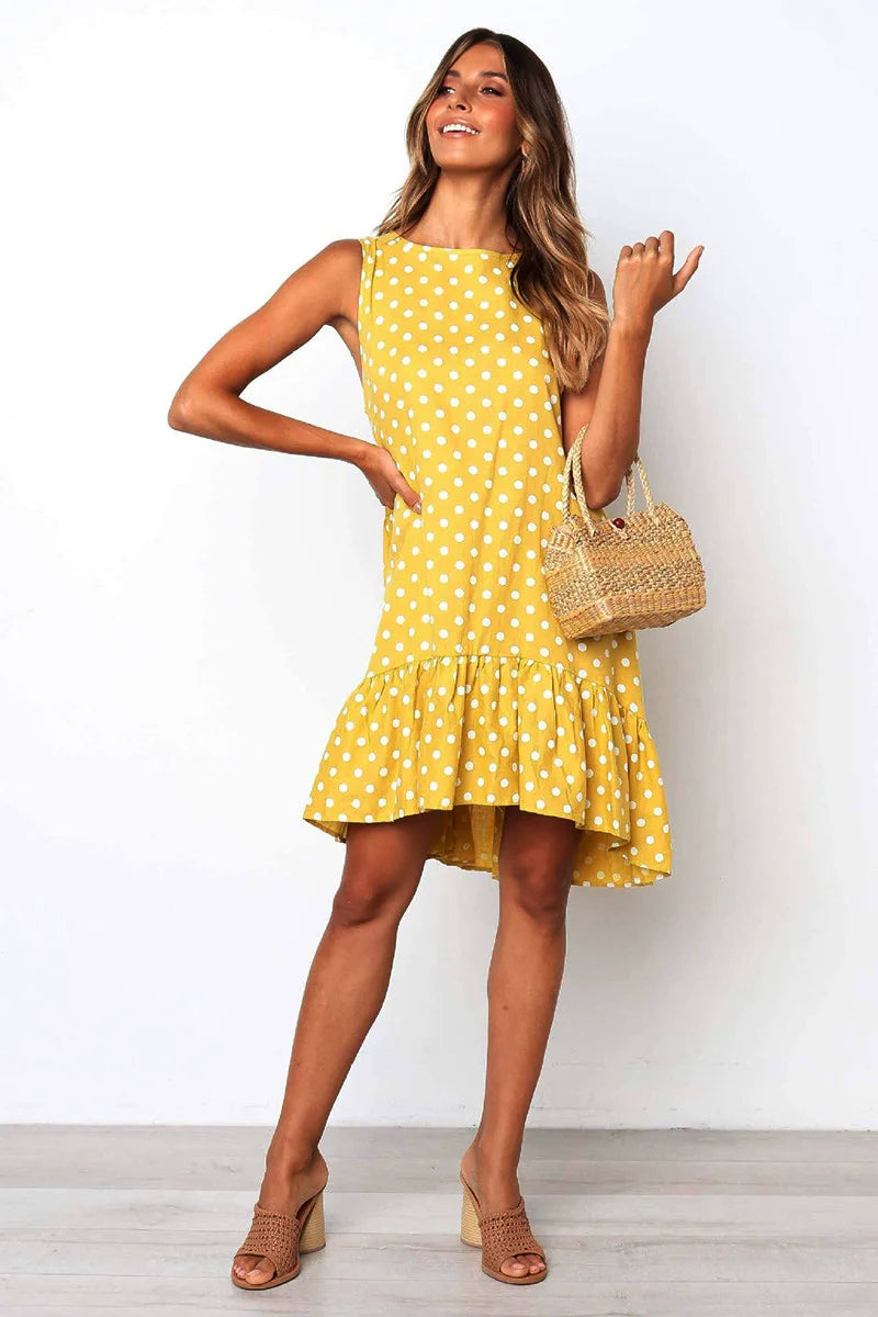 New Summer Sleeveless Dresses for Women O-Neck Women Dress Loose Dot A-LINE Dress Women Vestidos De Verano Mujer 2026 Q3716