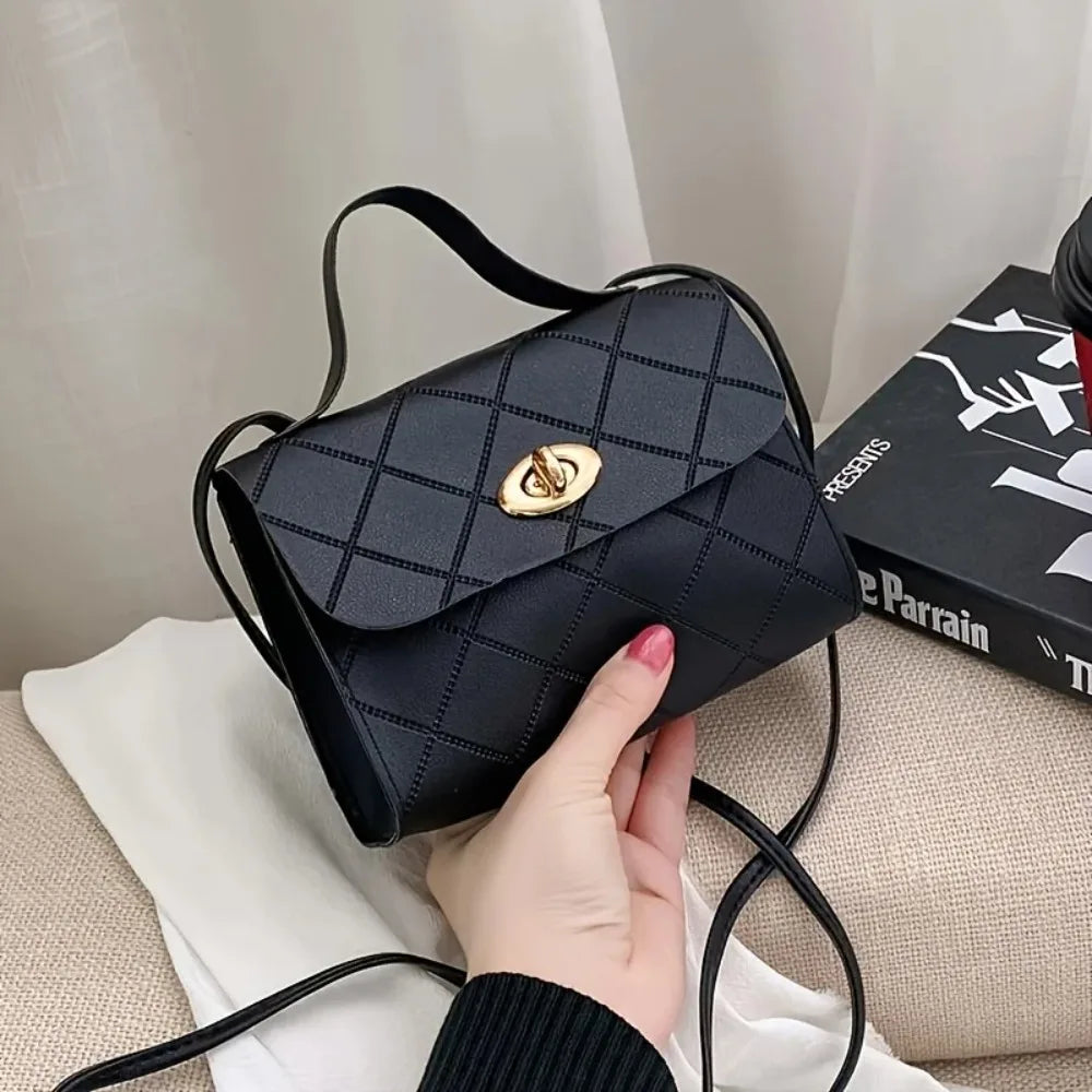 Korean Style Diamond Quilted Square Bag for Women Trendy Top Handle Crossbody Bag  Chain Underarm Purse Fashion Shoulder Bag