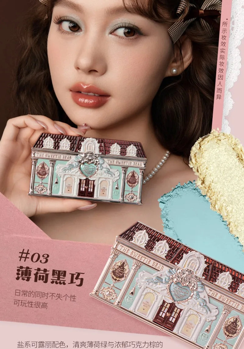 Flowerknows SWEETIE BEAR COLLECTION 6 Color Eye Shadow Palette Long Lasting Glitter Shimmer Finish Eyeshadow Powder