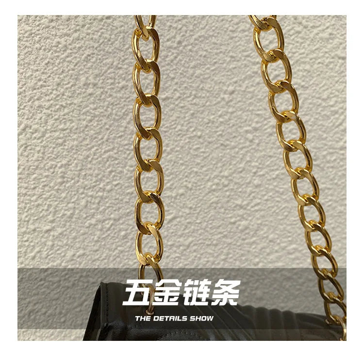 Brand Designer PU Striped Women's Shoulder Bag Fashion Tassel Chain Crossbody Bag Small flap Handbag  2023 Trend