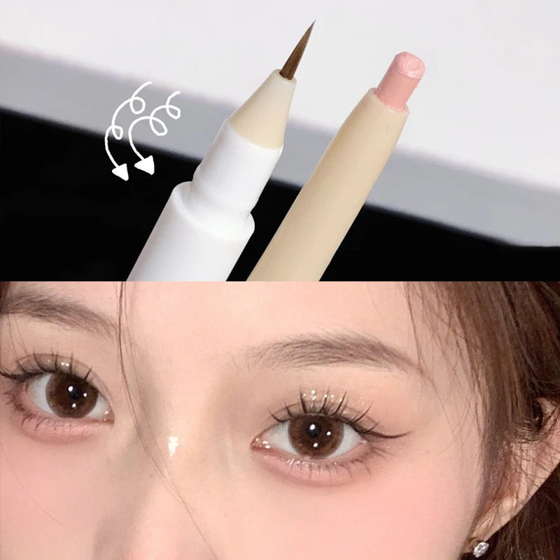 2 In 1 Liquid Eye Liner Shadow Pen Ultra Glitter Eyeliner Pencil Lasting Korean Eyes Makeup High Gloss Pigment Silkworm Gel Pen