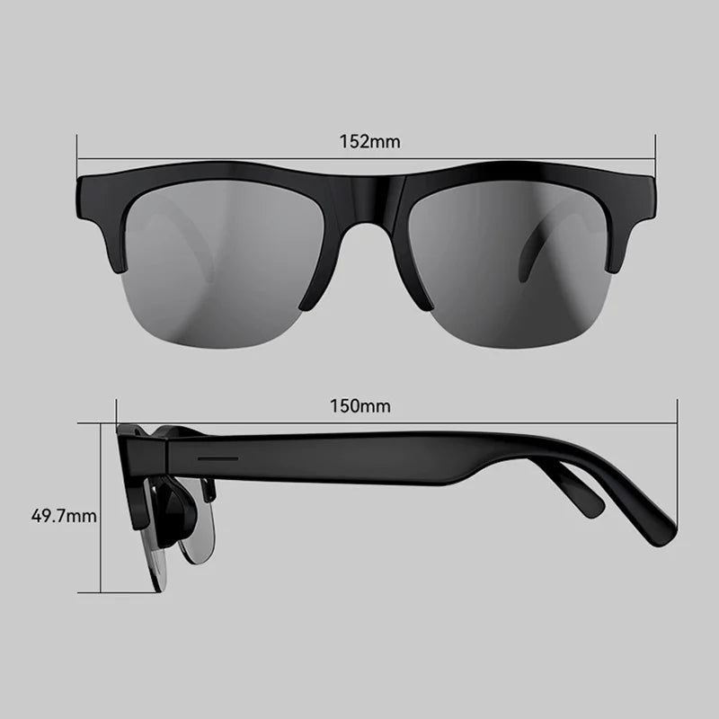 Lenovo Smart Bluetooth Glasses Touch Control Hands-Free Calls Music Remote Camera Voice Assistant for Travel Sports Sunglasses