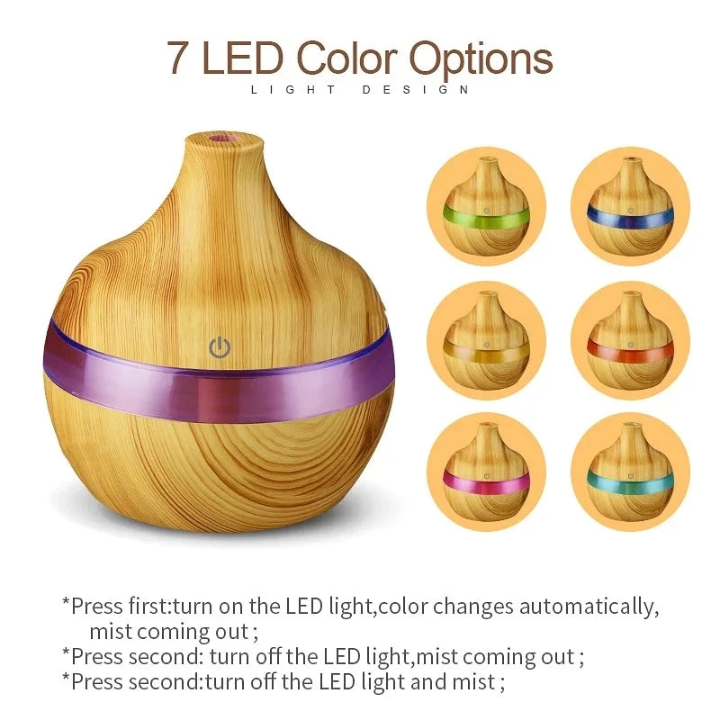 Suncolourful Ultrasonic Aroma Diffuser and Humidifier - 300ml Wood