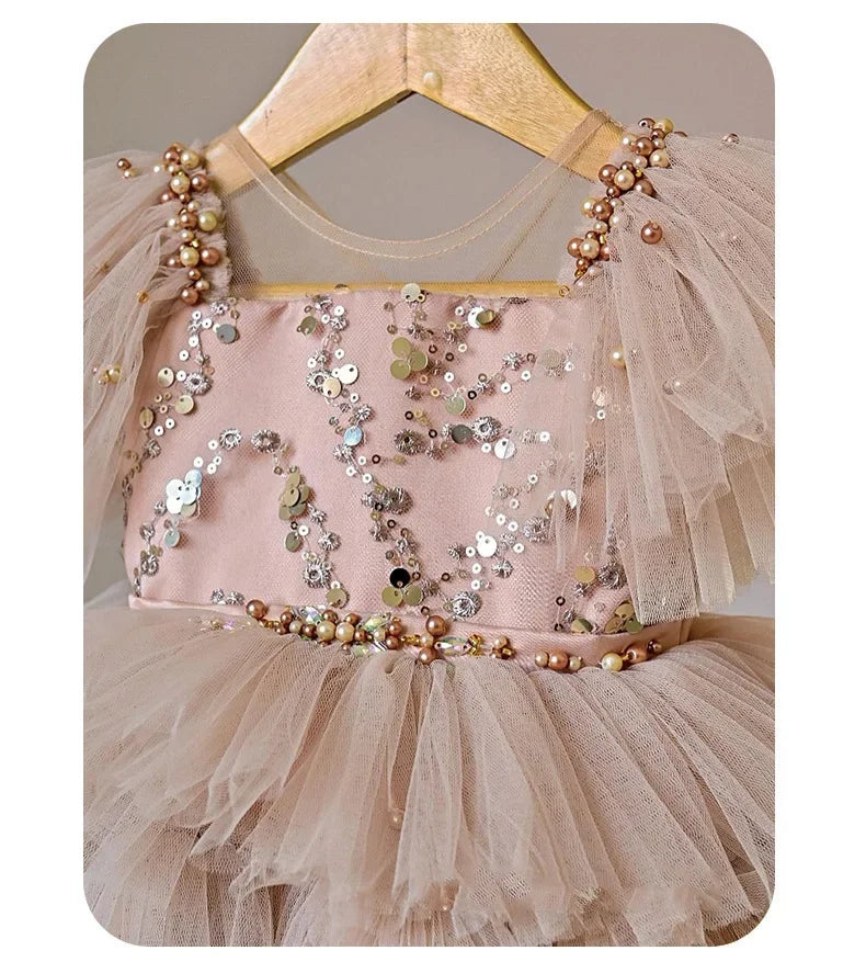 2026 Trendy Girls' Princess Dresses Gown Sparkling Sequined Sleeveless Dress with Charming Bow for Layered Tulle Special Events