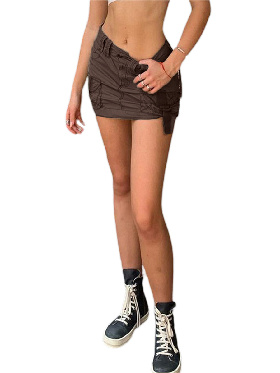 Low Waist Mini Cargo Skirt Gothic Y2k Cute Denim Jean Skirts Aesthetic Retro Bodycon Short Skirt Harajuku Vintage Streetwear