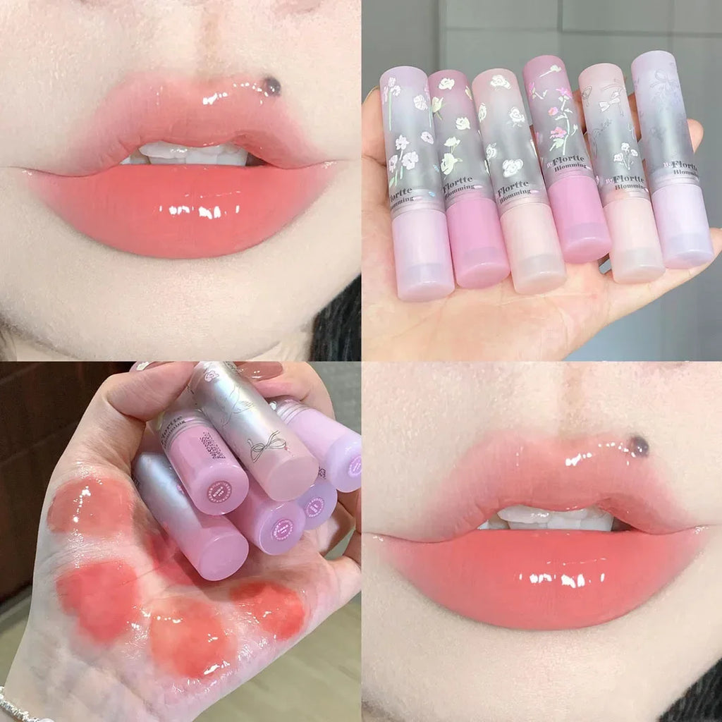Flower Hydrating Solid Lip Gloss Mirror Shine Lip Honey Moisturizing Glossy Pink Jelly Lip Balm Non Sticky Makeup Lipstick