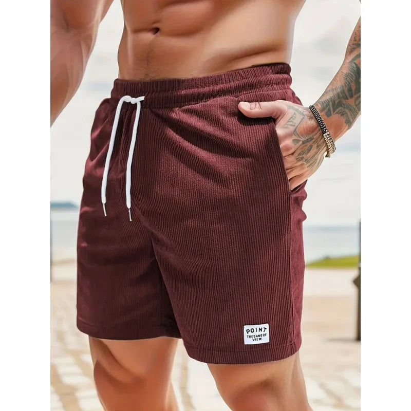 Men's Retro Corduroy Casual Shorts Men Fashion Solid Sweatpants Harajuku Corduroy Short Pants New Men Clothing Roupas