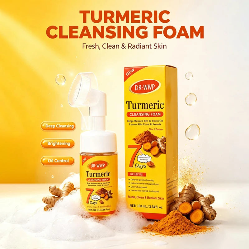 Turmeric Kojic Acid Facial Cleanser Refreshing Moisturizing VC Cleansing Mousse Gentle Cleaning Oil Control Brighten Skin Tone