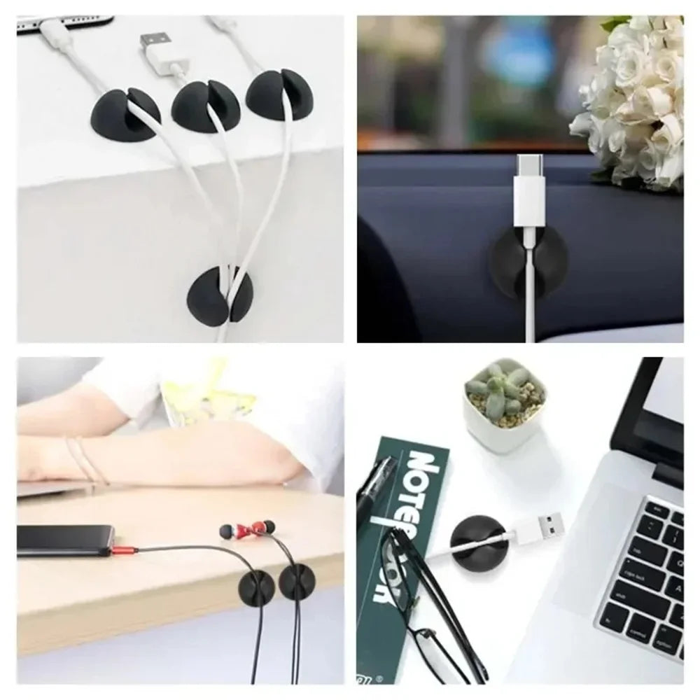 Silicone Round Cord Clips Self Adhesive Cable Management Organizer 20 Pack For Desk Car Home Tidy