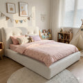EnHomee Cloud Bed Frame With Detachable Headboard | Full Surround Foam Padding, Fast Assembly & Silent Stable Structure, Premium Bed For Reading Couples