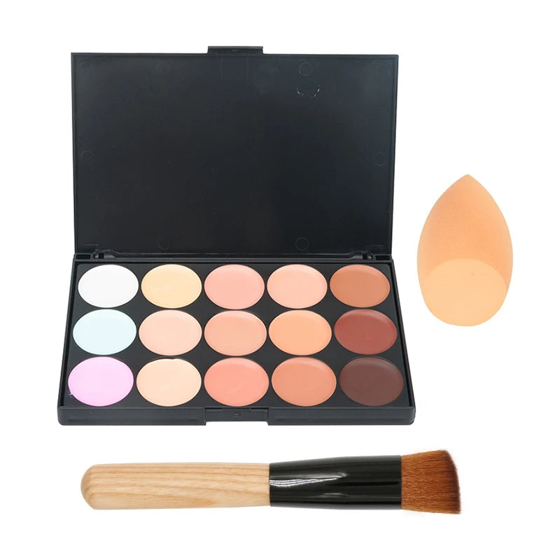 Paleta de correctores de 15 colores, camuflaje, crema, contorno, kit de maquillaje profesional para todos los tonos de piel
