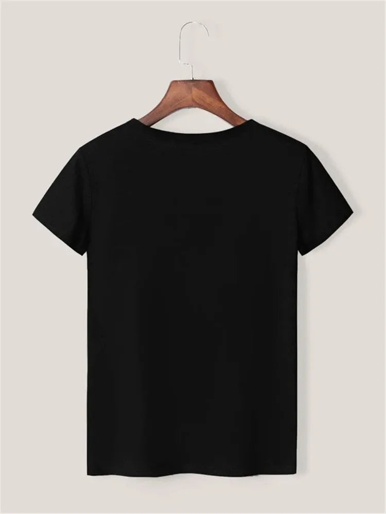 Maycaur Breathable New Women'S Short Sleeve T-Shirt Print T-Shirt Multi Pure Color T Shirt Fashion Sports Breathable Tshirt Female