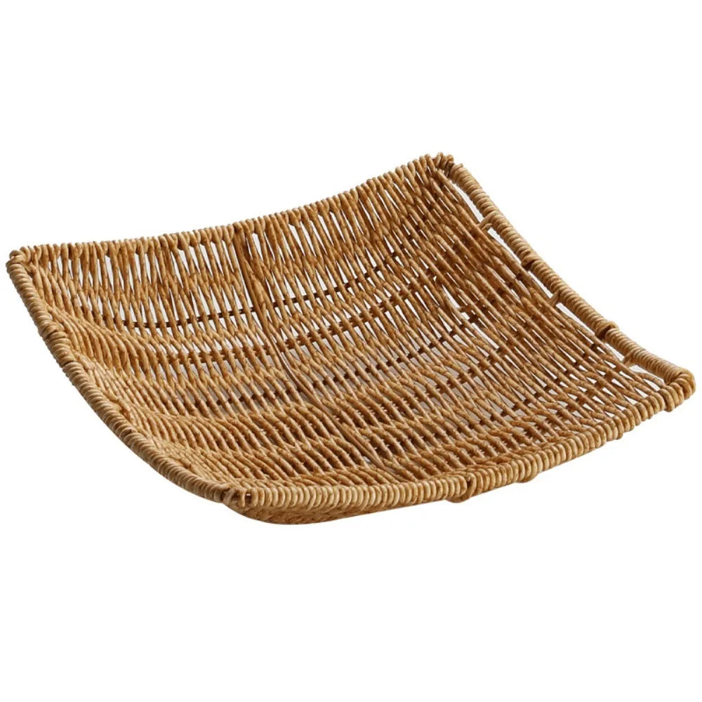 Handmade Rattan Storage Trays Multi-Purpose Home Decoration Crafts Snacks Breakfast Storage Basket Organization Box
