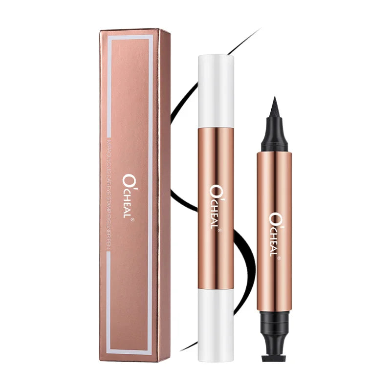 O'Cheal Eyeliner Stamp Black Liquid Eyeliner Pen Waterproof Fast Dry Dual Head Eye Liner Pencil Make-Up For Women'S Cosmetics Tool