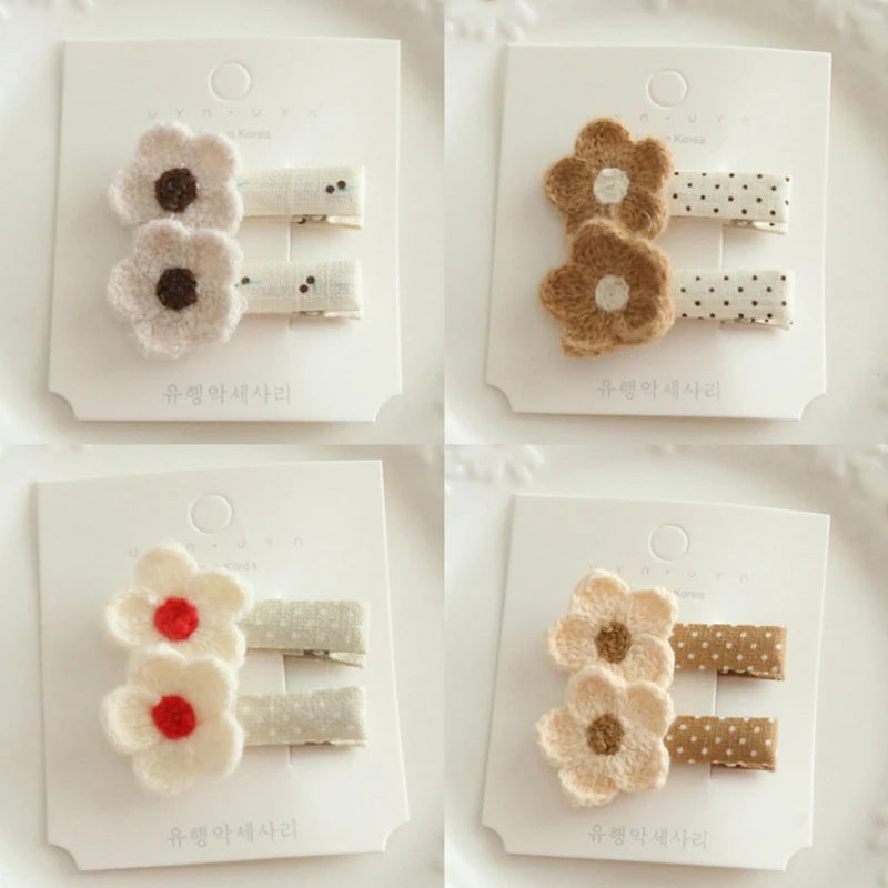 AITOUSHI Girls' Cotton Bow Hair Clips - Handmade Classical Headwear