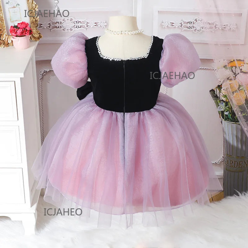 2025 Party Dress Vestido Children Girls Princess Tutu Gown Banquet Piano Host Dresses Outfit Costume New Matching Kids Birthday