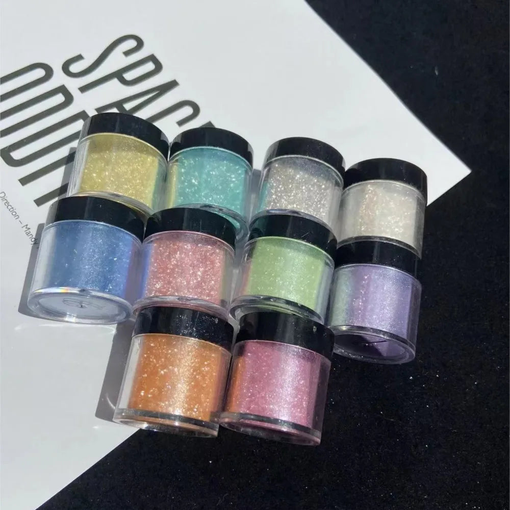 Net-5g Polarized Opal Powder Aurora Neon Nail Glitter Sequins Shiny " Shimmer Dust" Chrome Pigment for Manicure Rubbing on Nails