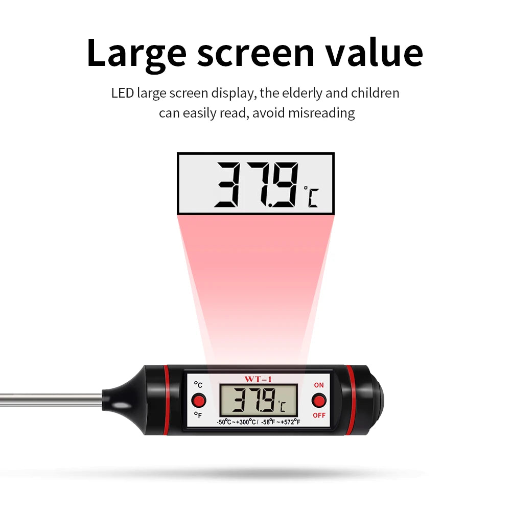 Termómetro digital de alimentos, nuevo medidor electrónico de temperatura para carne, cocina, alimentos, barbacoa, herramientas con sonda de acero inoxidable 304