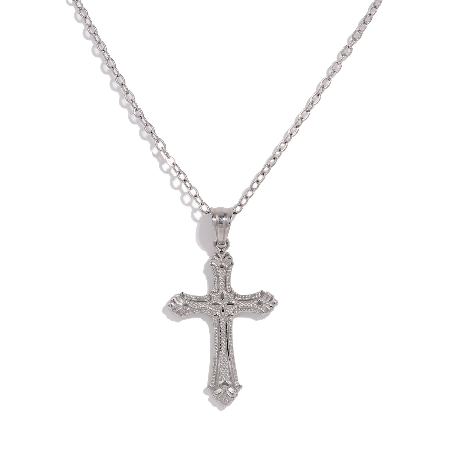 Cross Pendant Necklace For Women Hypoallergenic 18K Gold Plated Stainless Steel Waterproof Jewelry