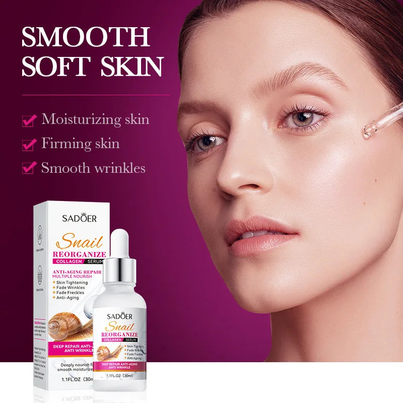 Snail 6Pcs Facial Skin Care Set Collagen Moisturizing Cleanser Toner Eye Cream Facial Serum Nourishing Repair Whitening Skin Kit