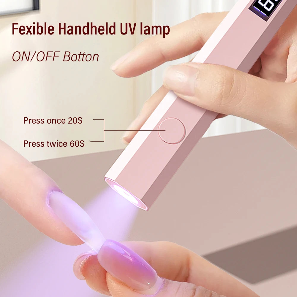 YIKOOLIN Portable Rechargeable UV LED Nail Dryer Mini Gel Polish Curing Lamp 2 Timing Modes USB Charging Manicure Tool Home Use