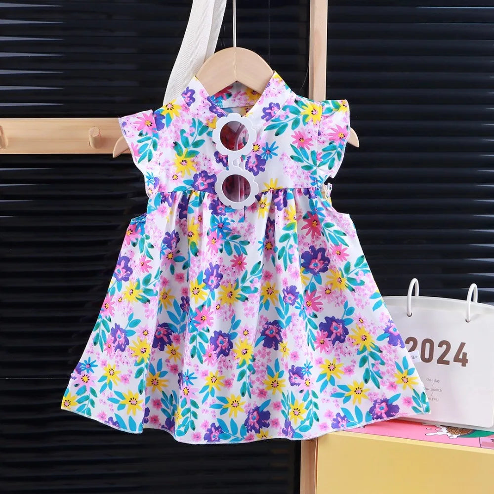 New Floral Girls' Floral Dress Soft Breathable Beach Skirt Performance Costumes Girls