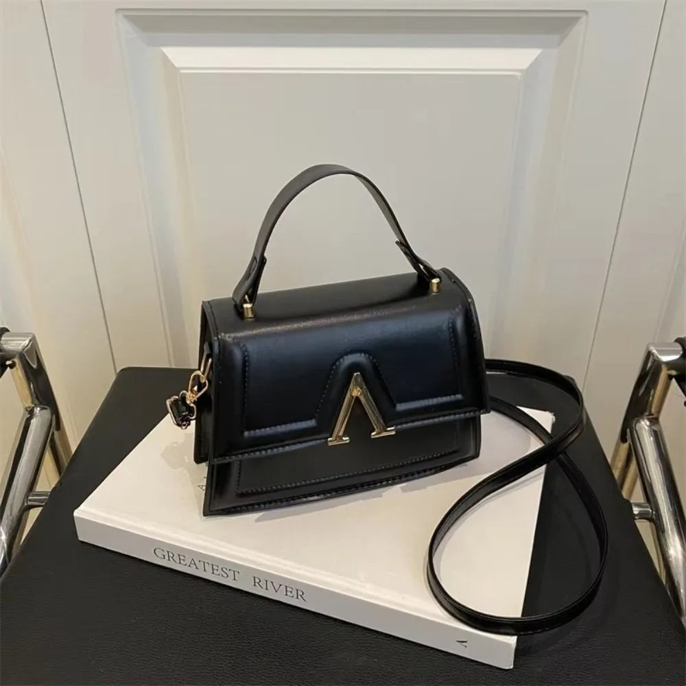 Casual Retro Shoulder Bag Candy Color Large Capacity Crossbody Bag PU Material Street Trend Ladies Handbag