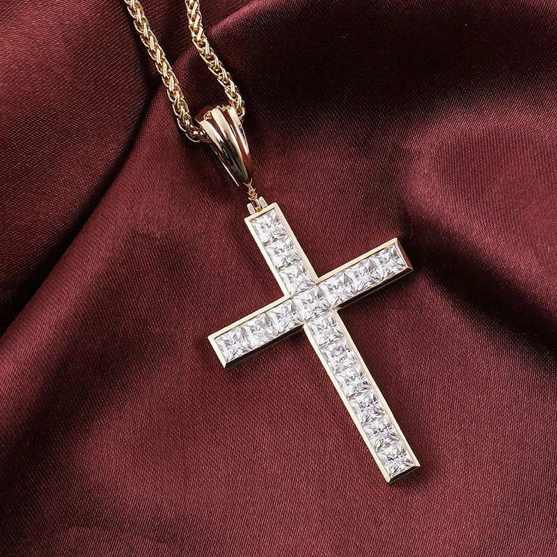 Provence Religion Cross Pendant 14K 18KGold DEF/VS Lab Diamonds Luxury Hip Hop Style Pendant Christianity jewelry Custom