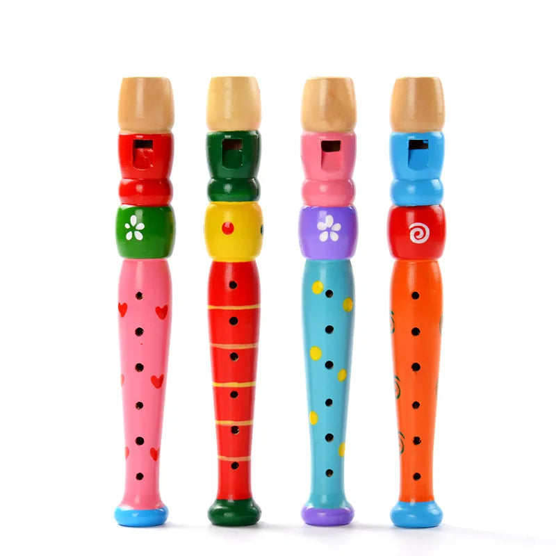 1 Pc Small Wooden Colorful Piccolo Flute for Kids Learning Rhythm Musical Instrument Early Education Music Sound Toys for Kids