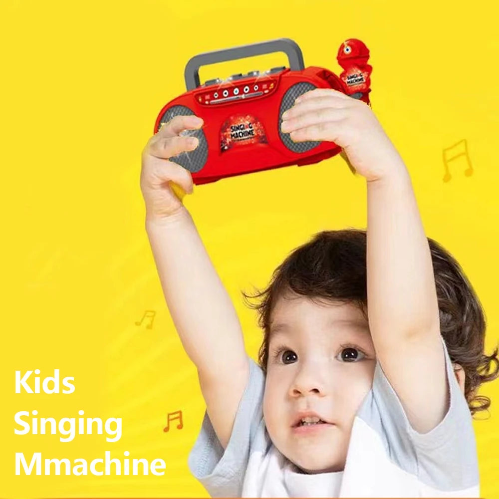 Music Instrument Microphone Karaoke Machine with Light Indoor Outdoor Travel Educational Toy Gifts for Kids Girls Children Toy