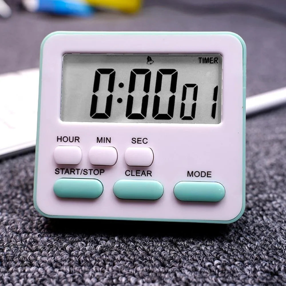 Kitchen Timer and Stopwatch with Flashing Light Alarm