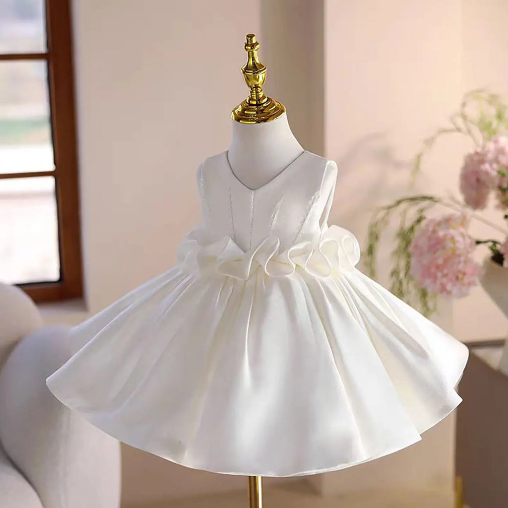 Dreamy Vow J460A Champagne Elegant Flower Girl Dress Satin Knee Length Children Wedding Birthday Holiday Party Pageant Dress