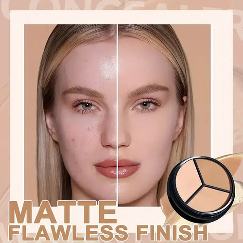 3 In 1 Concealer Palette For Blemishes Dark Circles And Contouring All Skin Types Flawless Coverage