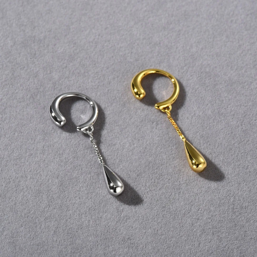 Lats 1 Piece C-Shaped Metal Teardrop Tassel Clip Earrings For Women'S No Piercings Ear Cuff Cartilage Clips Fashion Jewelry