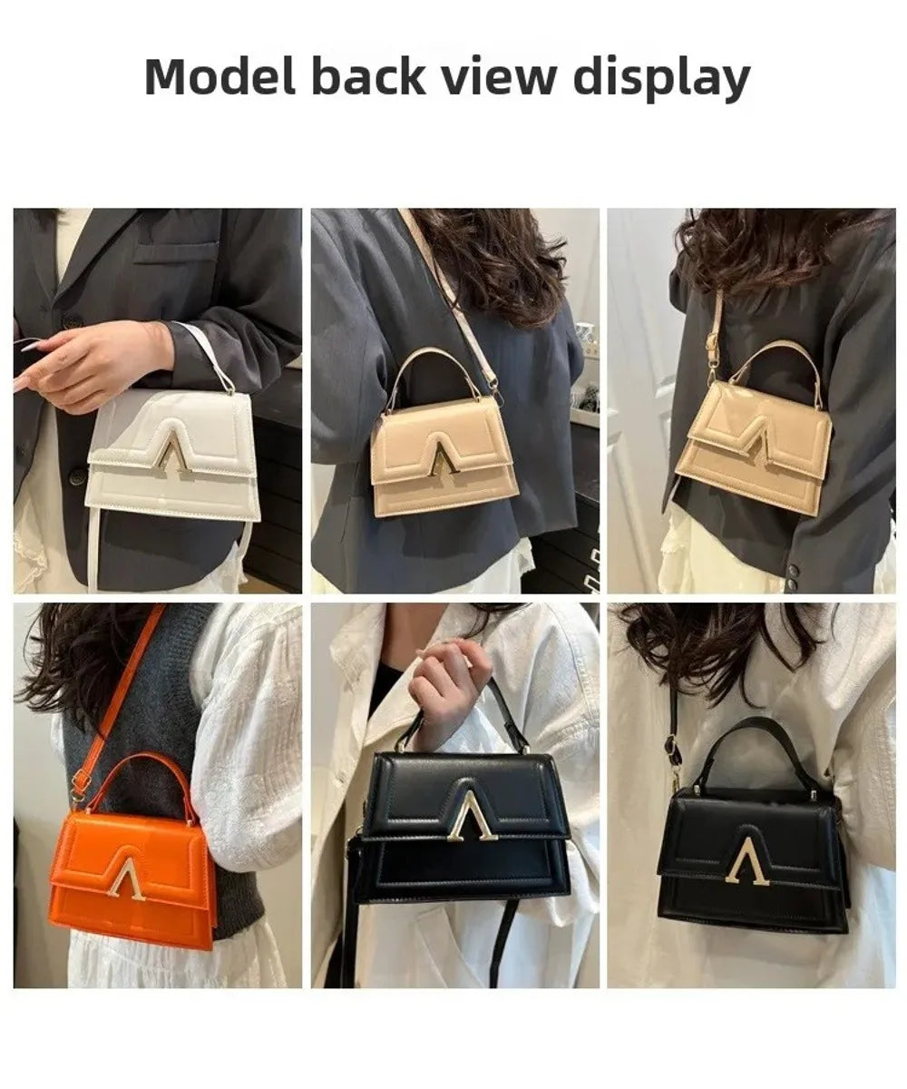 Casual Retro Shoulder Bag Candy Color Large Capacity Crossbody Bag PU Material Street Trend Ladies Handbag