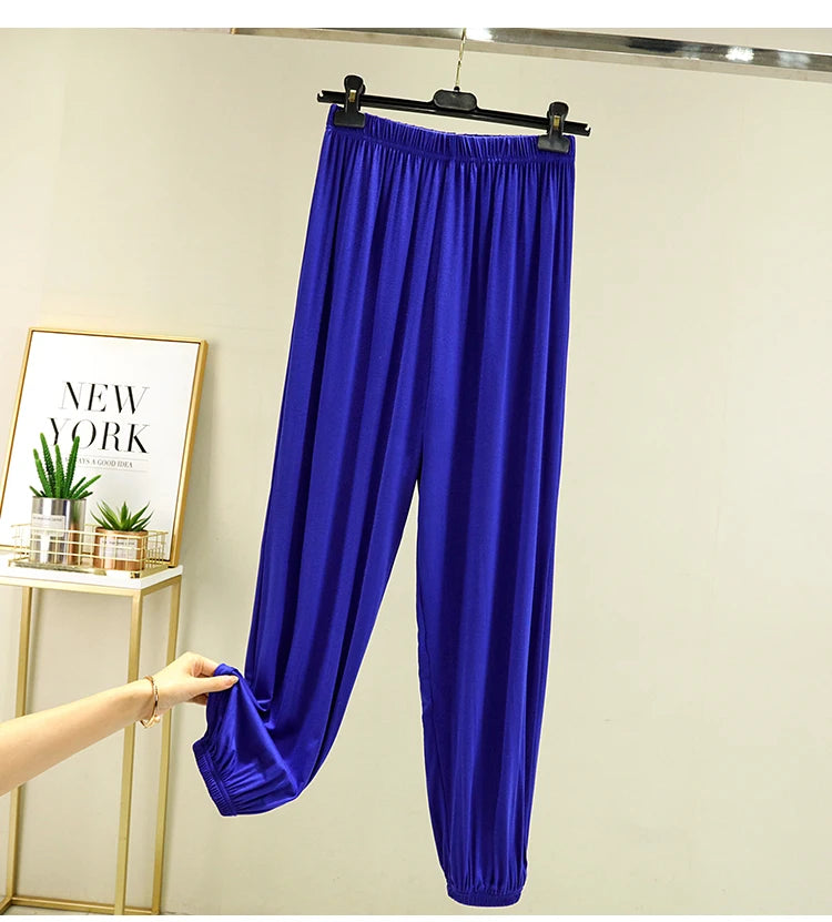 Loose Modal Women's Summer High Waist Wide Leg Pants Comfortable Casual Thin Sleepwear Mosquito Repellent  Color Trousers