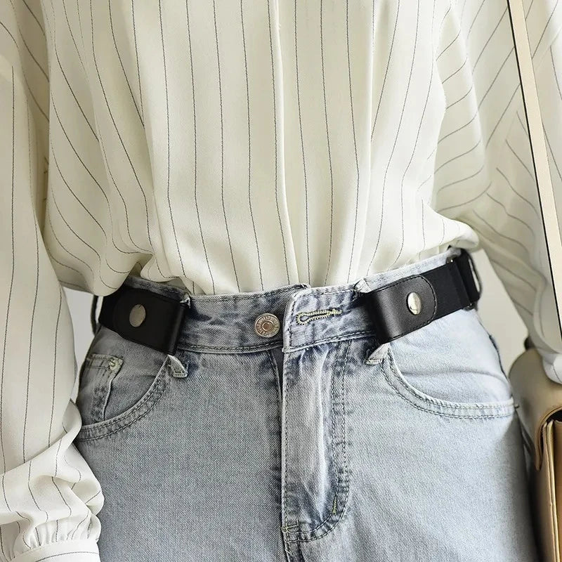 1Pc No Buckle Elastic Waist Belt, Stretch Adjustable Belt For Jeans Dresses, Invisible Comfort Belt For Women'S Men, Belts