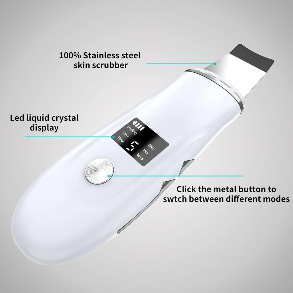 Ultrasonic Skin Scrubber Blackhead Remover Peeling Pore Cleaner Face Cleaning Blackhead Removal Shovel Face Deep Cleaning Device