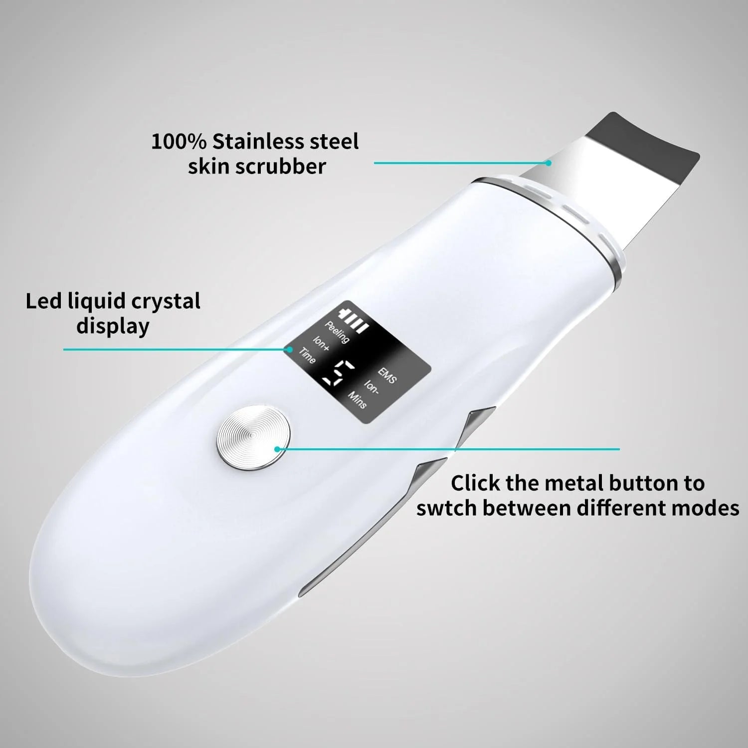 Ultrasonic Skin Scrubber Blackhead Remover Peeling Pore Cleaner Face Cleaning Blackhead Removal Shovel Face Deep Cleaning Device