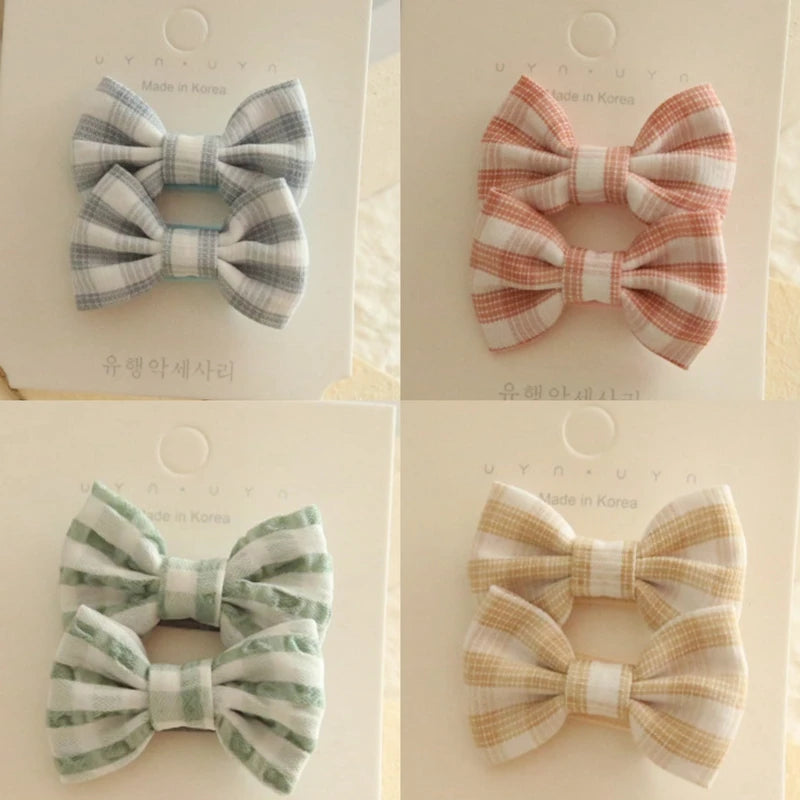 AITOUSHI Girls' Cotton Bow Hair Clips - Handmade Classical Headwear