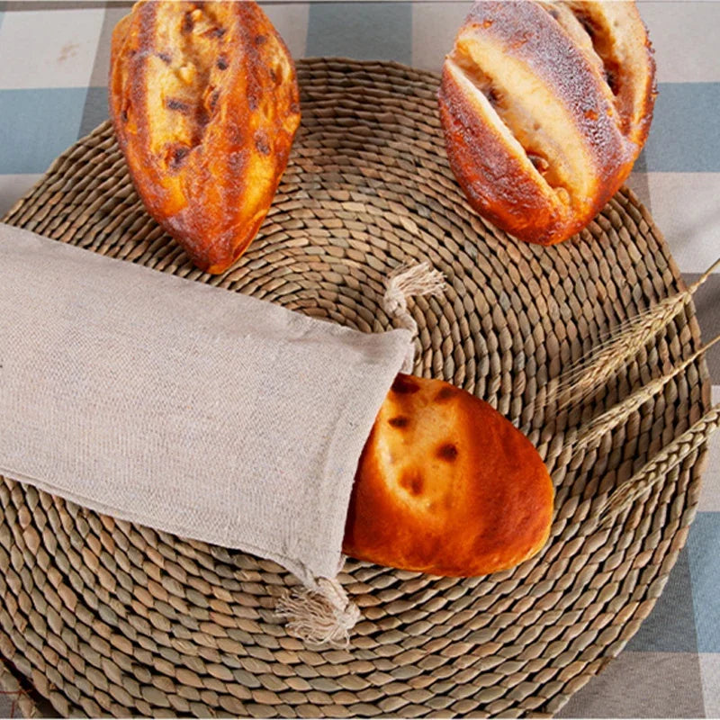 4/2/1PCS Linen Bread Bags,Reusable Drawstring Bag for Loaf, Homemade Artisan Bread Storage Bag,Linen Bread Bags for Baguette