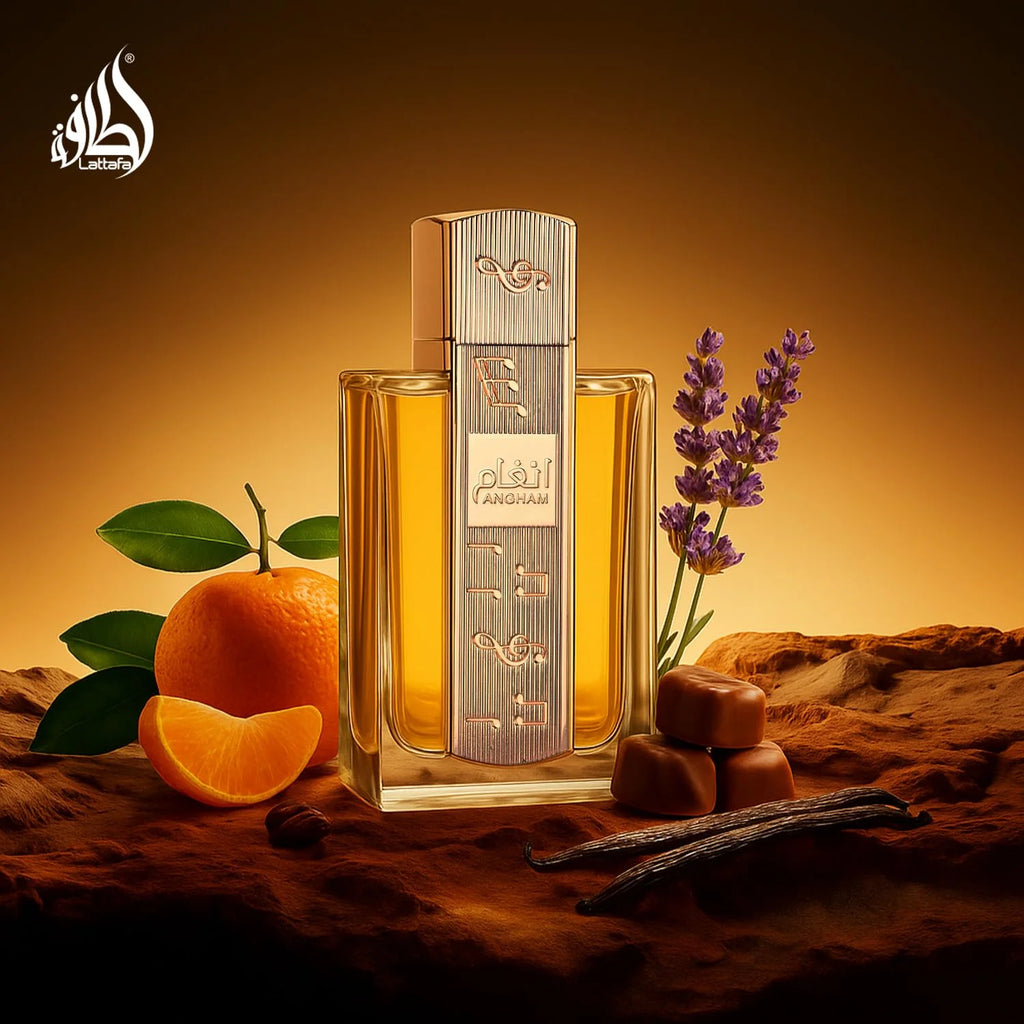 Lattafa Angham - Citrus, Lavender, Musk, Amber, Vanilla - Eau De Parfum Long-Lasting Fragrance for Unisex, 3.40 Ounce / 100 ml Lavender Is a Soft Herb with a Long-Lasting Fragrance and an Elegant Mature Temperament, Suitable