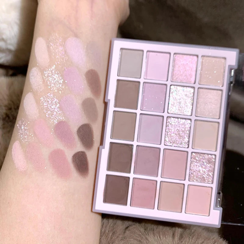 20 Colors Low Saturation Korean Eyeshadow Palette Purple Matte Pearlescent Long Lasting Waterproof Glitter Eye Shadow Eye Makeup