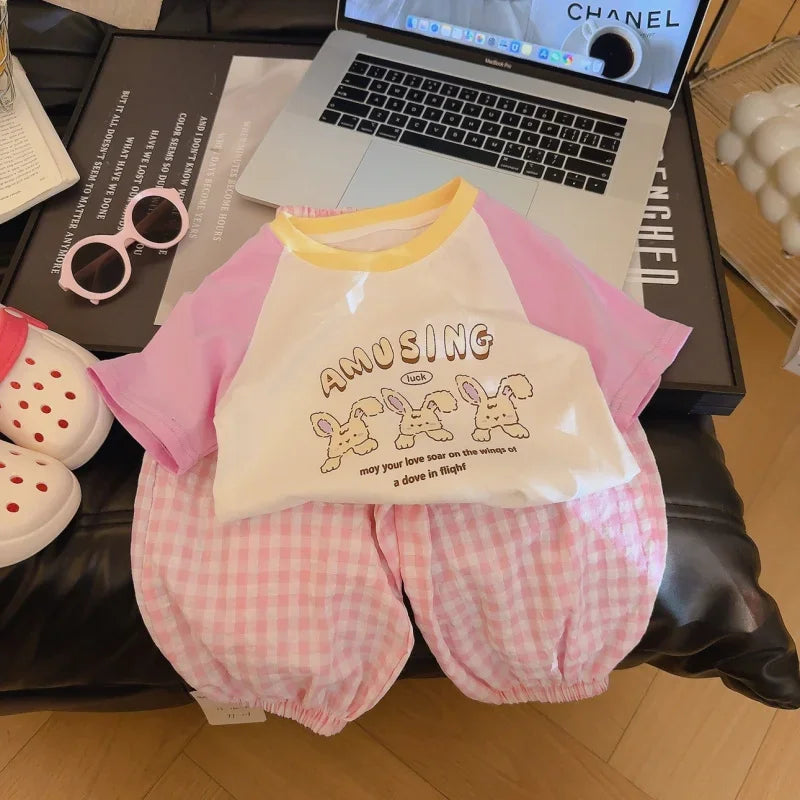 Summer New Children'S Cotton Cartoon Printed Short Sleeved T-Shirt Boys And Girls Raglan Sleeves Stylish Casual Tops